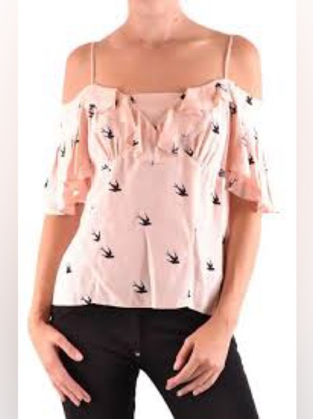 Alexander McQueen McQ Swallow Off The Shoulder Women’s Pink Print Top $324